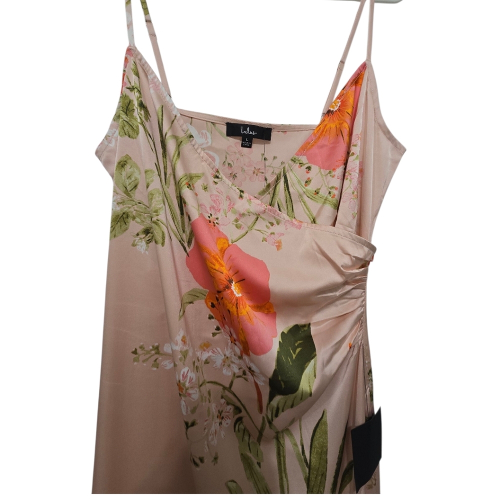 Lulus Remarkable Entrance Floral Print Satin Dress Spring Size Large Pink NWT - Picture 7 of 13